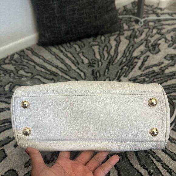 Michael Kors Satchel Crossbody Bag Knox Tassel white Pebbled Purse Handbag - Picture 4 of 9